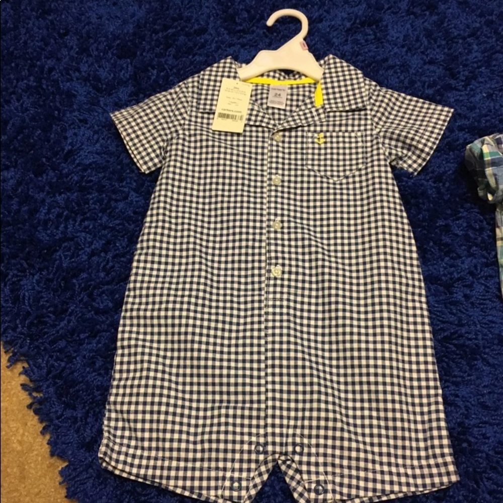 2 Carter’s Plaid Rompers - Picture 2 of 6